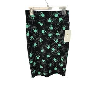 Lularoe Disney Minnie Mouse Cassie Skirt pencil black green grey women's  Small